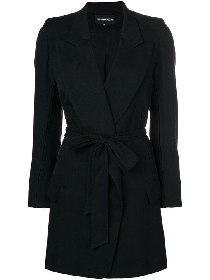 Ann Demeulemeester Belted Single-breasted Coat - Black