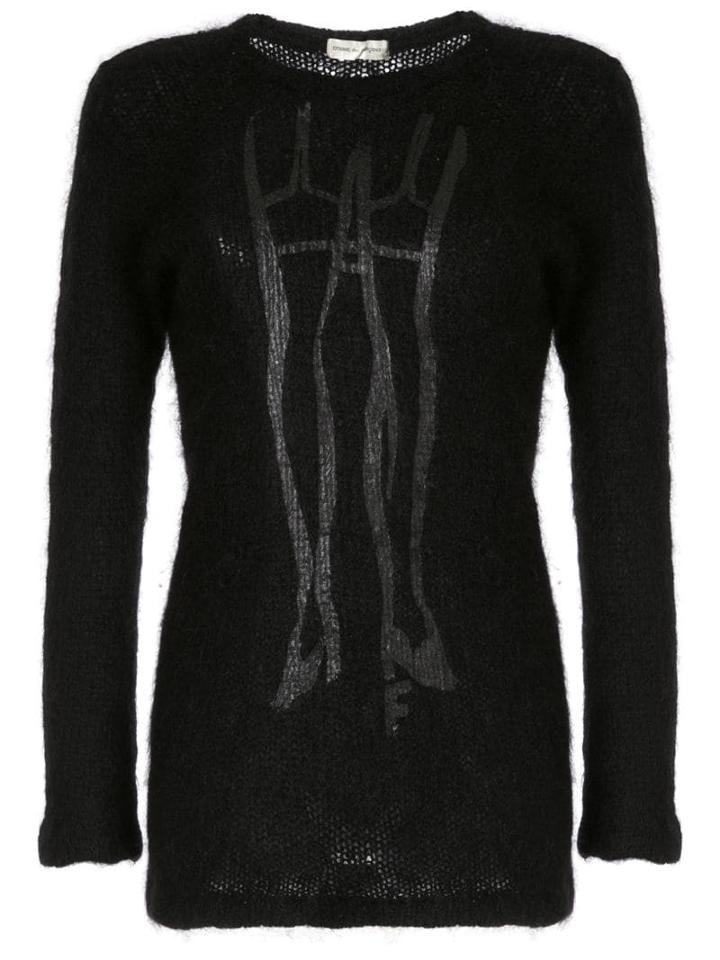 Comme Des Garçons Pre-owned Legs Print Jumper - Black