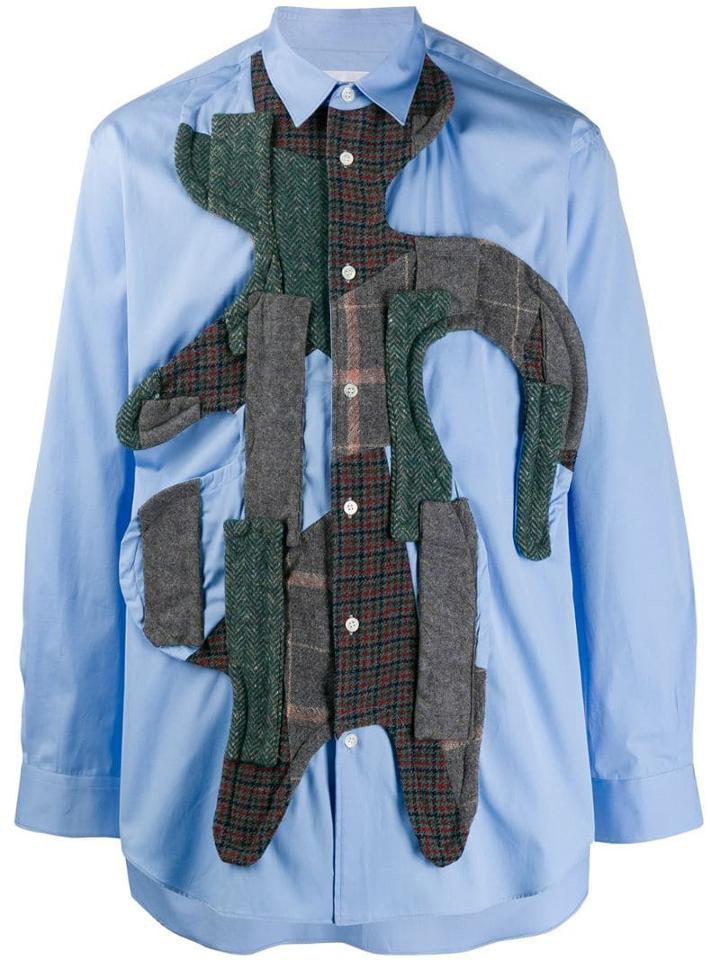 Comme Des Garçons Shirt Long-sleeved Patchwork Shirt - Blue