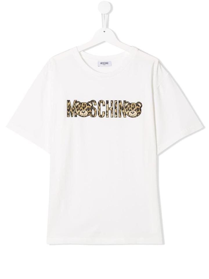 Moschino Kids Leopard Teddy Bear T-shirt - White
