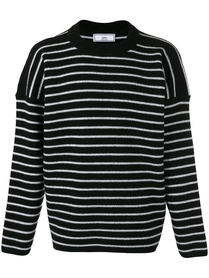 Ami Alexandre Mattiussi - Oversized Crewneck Sweater - Men - Wool - M, Black, Wool