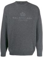 Balenciaga Logo Embroidered Jumper - Grey