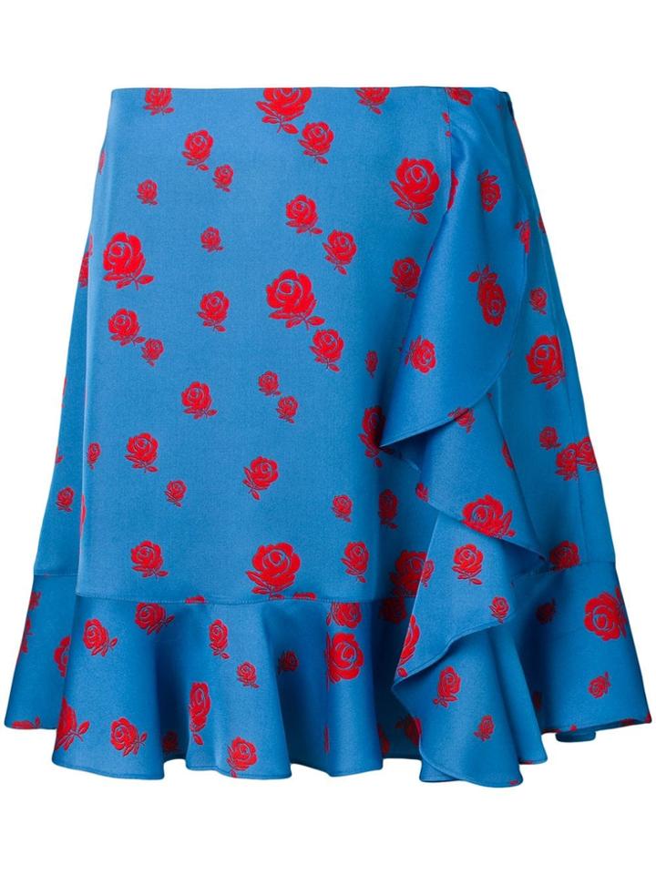 Kenzo Floral Print Draped Skirt - Blue