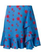 Kenzo Floral Print Draped Skirt - Blue