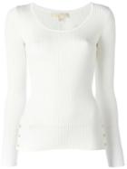 Michael Michael Kors Scoop-neck Jumper, Women's, Size: Small, White, Nylon/viscose