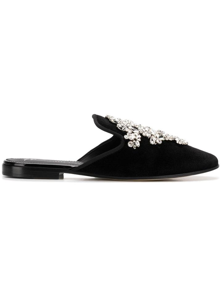Giuseppe Zanotti Design Elsa Velvet Mules - Black