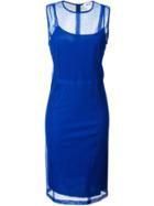 Dkny Sleeveless Tulle Dress, Women's, Size: Medium, Blue, Cotton/nylon/polyester