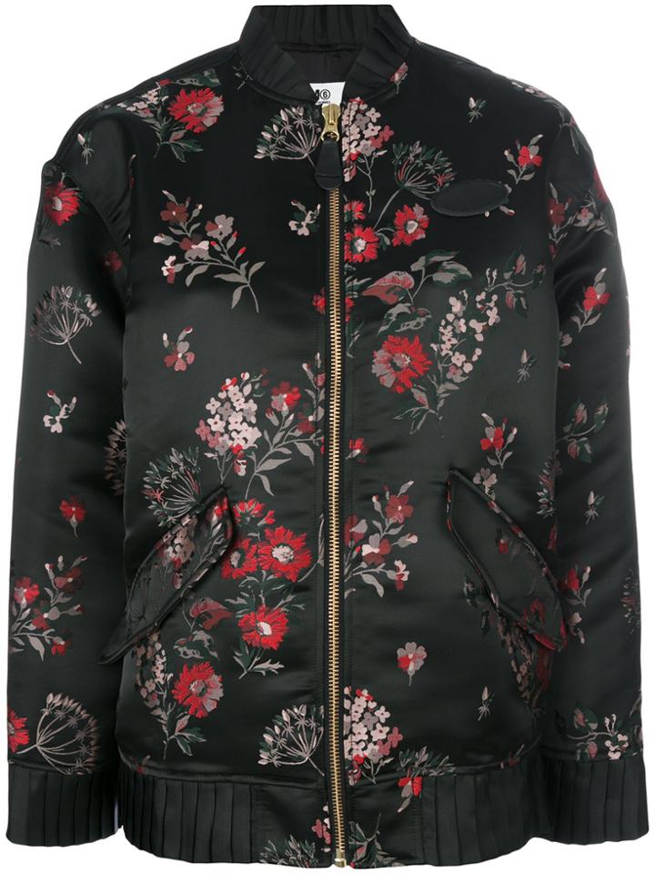 Mm6 Maison Margiela Floral Bomber Jacket - Black