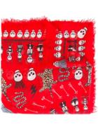 Alexander Mcqueen Leopard And Skull Print Scarf, Women's, Red, Modal/silk