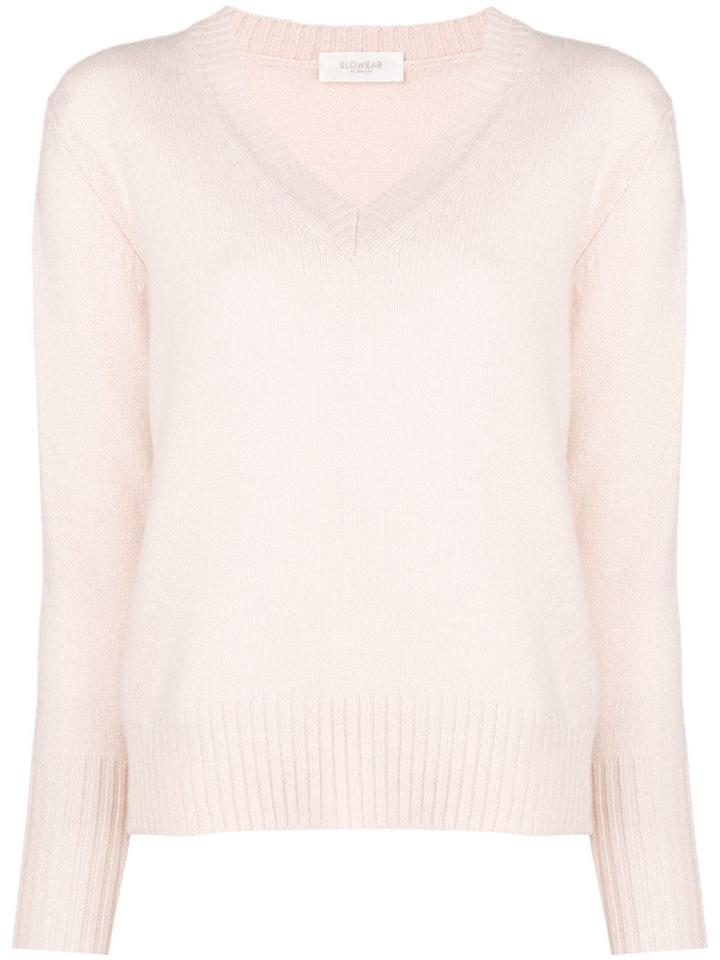 Zanone V-neck Jumper - Pink