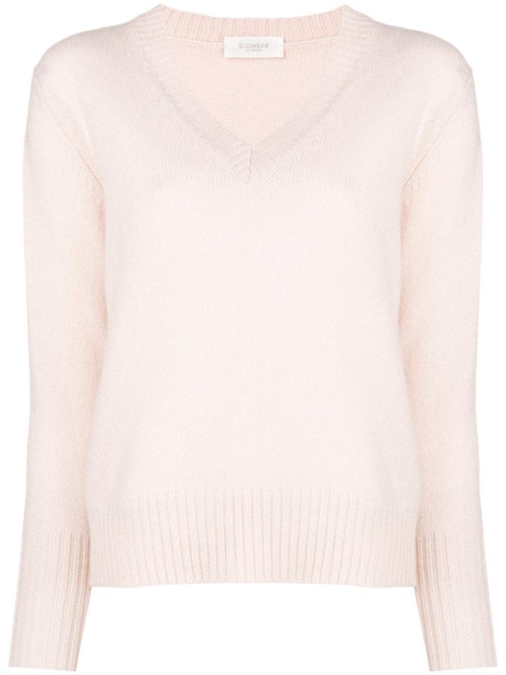 Zanone V-neck Jumper - Pink