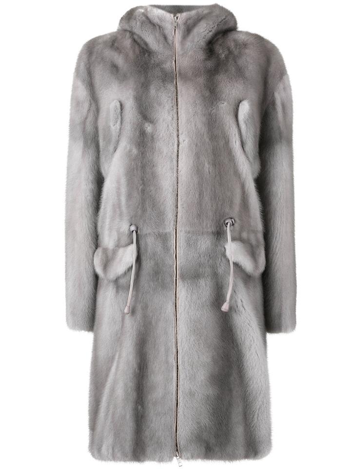 Liska Midi Zipped Coat - Grey