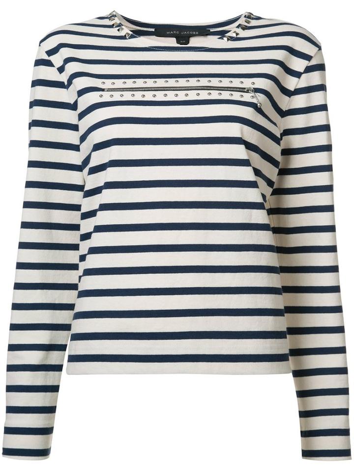 Marc Jacobs Striped Studded Jersey, Women's, Size: Xs, White, Cotton