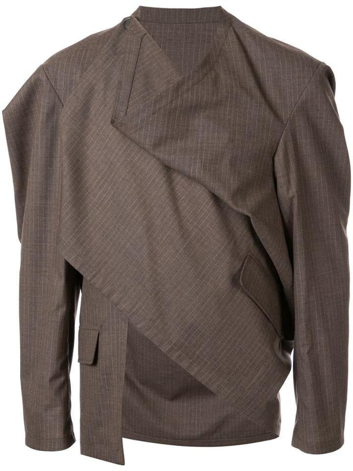 Hed Mayner Draped Neck Jacket - Brown