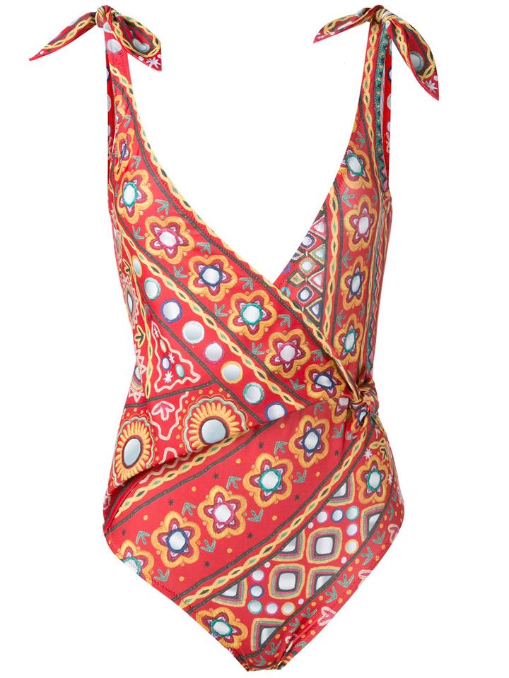 Moschino - Embroidery Print Swimsuit - Women - Polyester/spandex/elastane - 2, Yellow/orange, Polyester/spandex/elastane