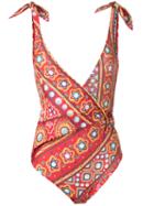 Moschino - Embroidery Print Swimsuit - Women - Polyester/spandex/elastane - 2, Yellow/orange, Polyester/spandex/elastane