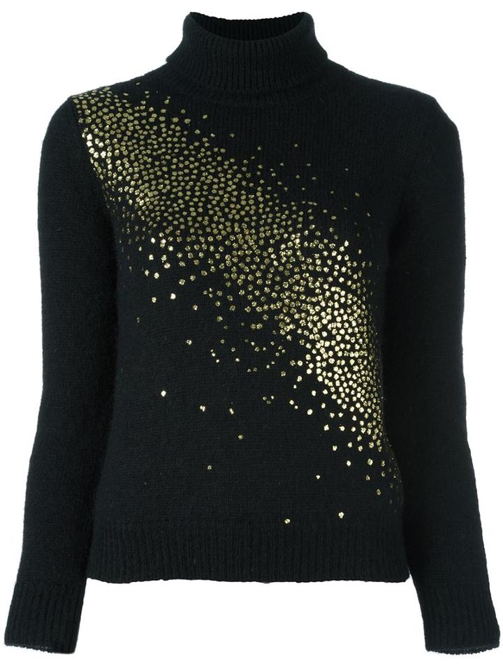 Saint Laurent Milky Way Embellished Sweater, Women's, Size: Small, Black, Nylon/mohair/wool