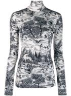 Victoria Victoria Beckham Forest Print Turtleneck Top - White