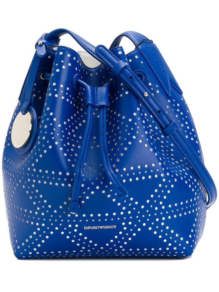 Emporio Armani Embossed Satchel Bag - Blue