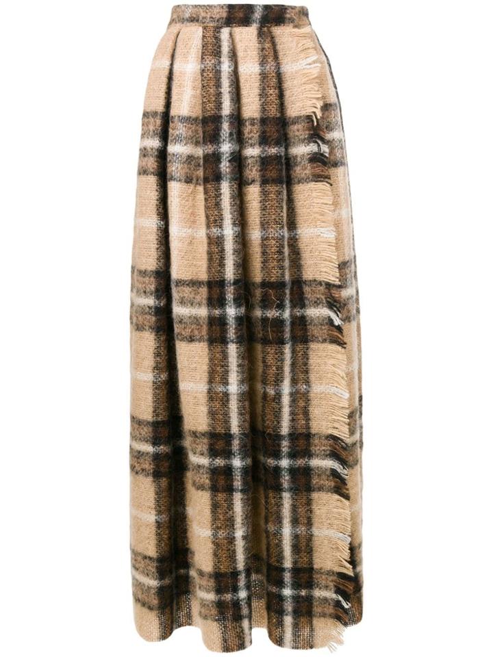 Max Mara Plaid Print Long Skirt - Brown