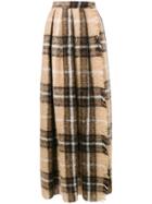 Max Mara Plaid Print Long Skirt - Brown