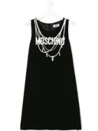 Moschino Kids Pearl Print Straight Dress - Black