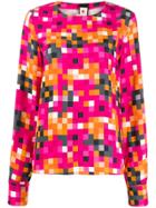 Marni Pixel-print Long-sleeve Blouse - Pink