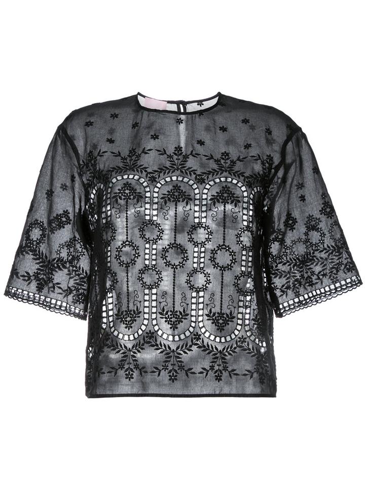 Giamba - Embroidered T-shirt - Women - Cotton - 42, Black, Cotton