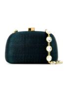 Serpui Straw Clutch Bag, Women's, Blue, Linen/flax