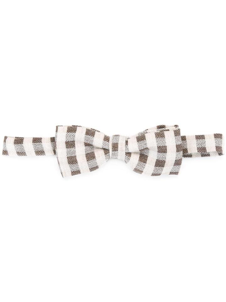 Fefè Checked Bow Tie - Nude & Neutrals