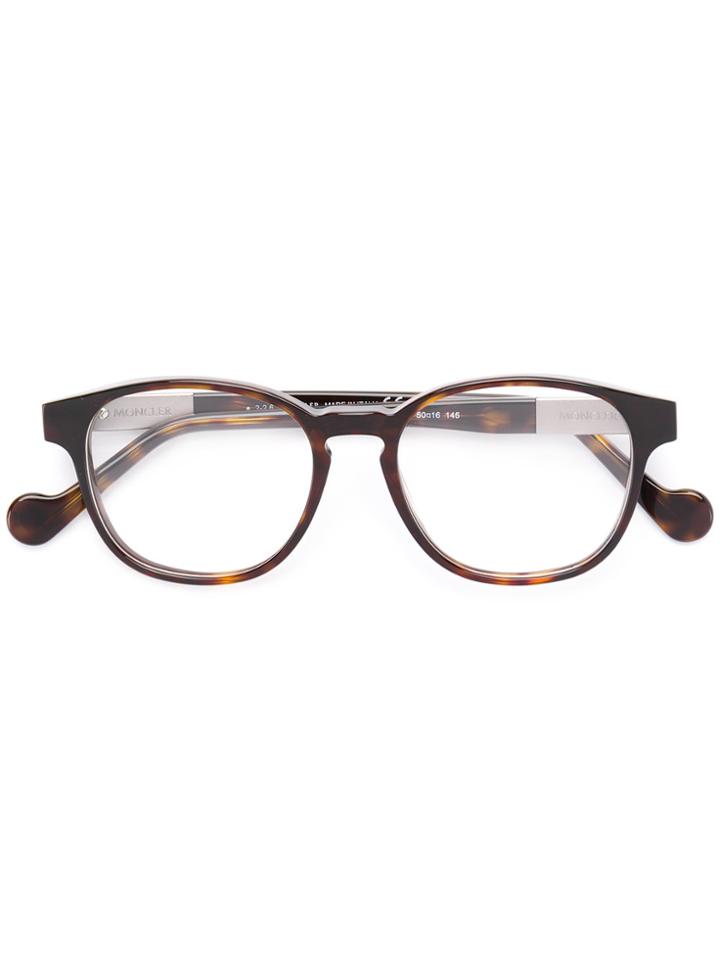 Moncler Tortoiseshell Round Frame Glasses - Brown