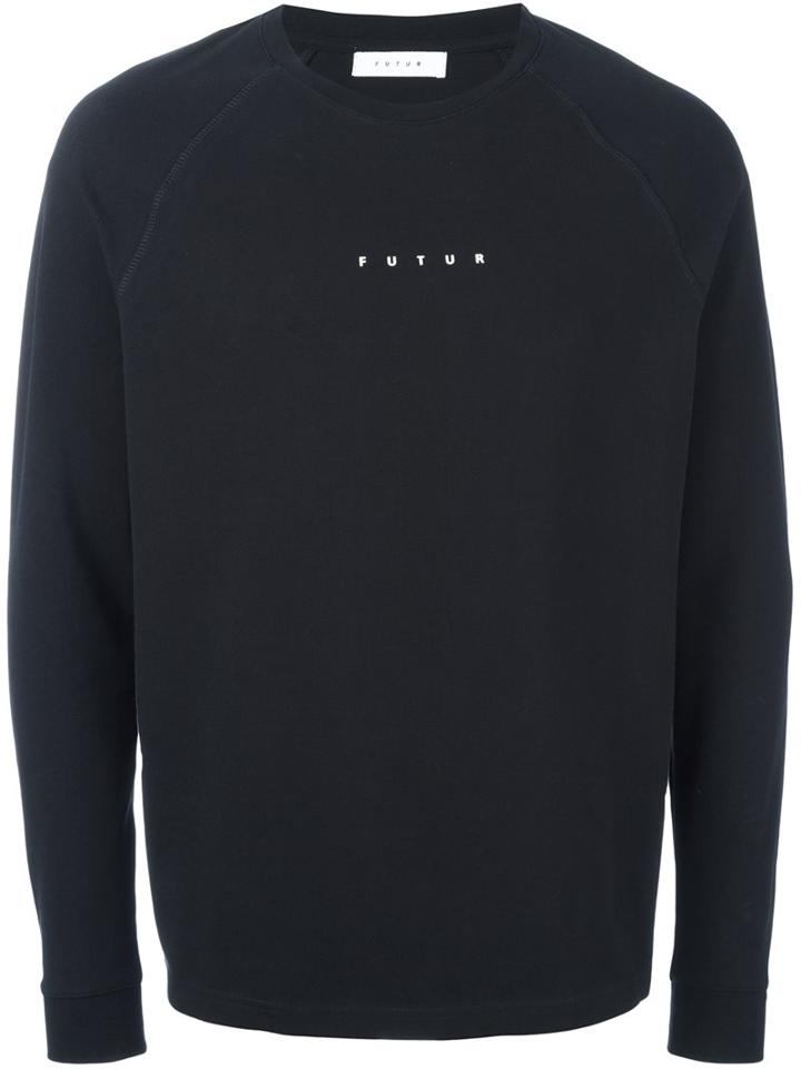 Futur Logo Print Raglan Sweatshirt, Men's, Size: Large, Black, Cotton