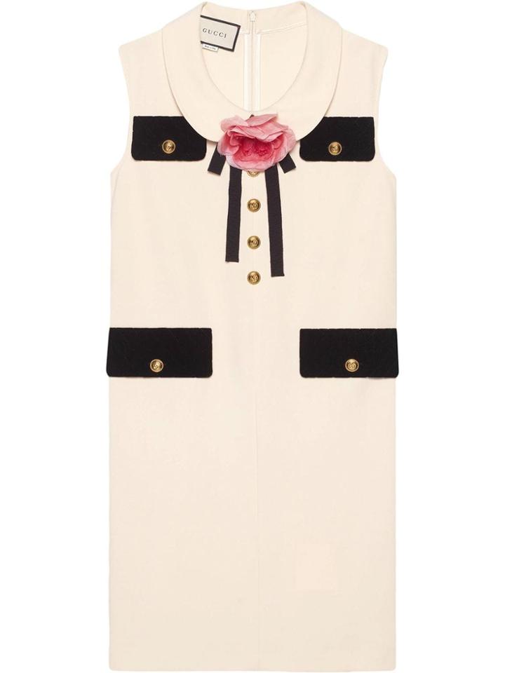 Gucci Tunic Dress With Brooch - White