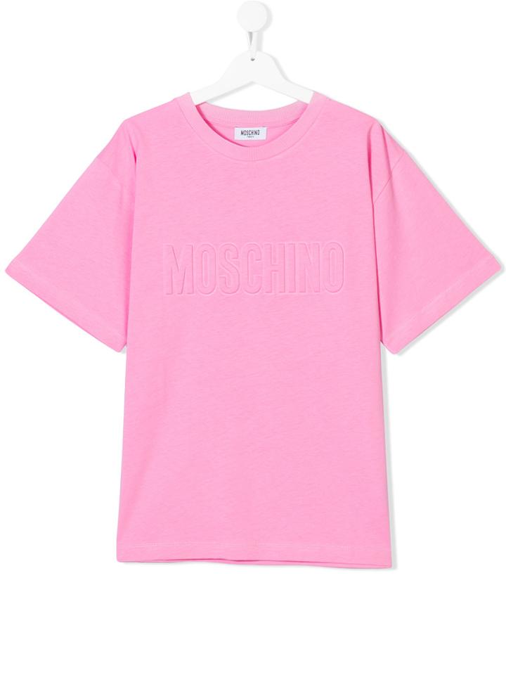 Moschino Kids Logo Embossed T-shirt - Pink & Purple