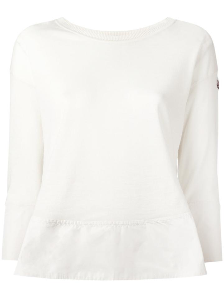 Moncler Extended Hem Knitted Top, Women's, Size: Small, White, Virgin Wool/polyester