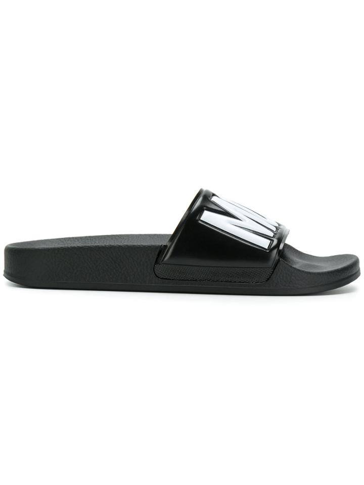 Moschino Logo Pool Sliders - Black