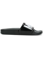 Moschino Logo Pool Sliders - Black