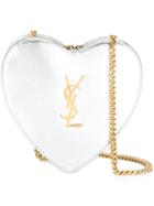 Saint Laurent Small 'love Heart' Chain Bag, Women's, Grey, Leather