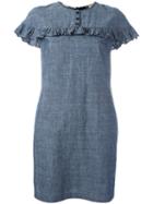 Burberry Ruffled Detail Dress, Women's, Size: 6, Blue, Cotton