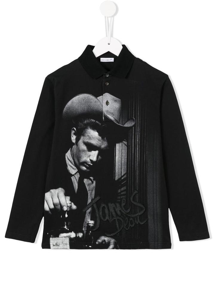 Dolce & Gabbana Kids James Dean Polo Shirt, Boy's, Size: 8 Yrs, Black