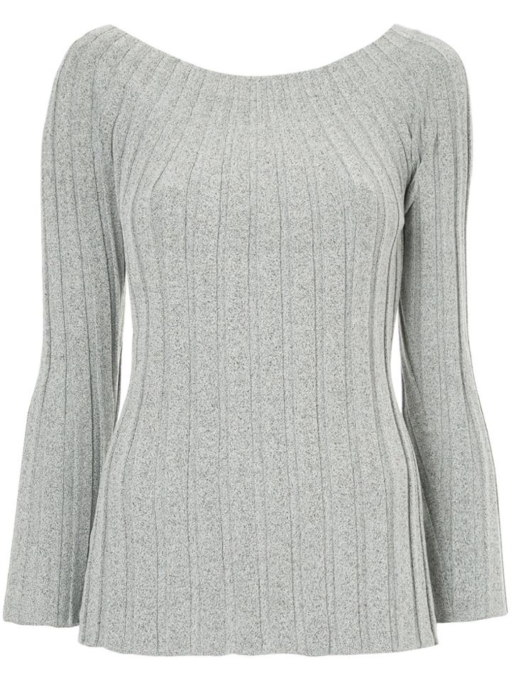 Des Prés Boat Neck Ribbed Jumper - Grey