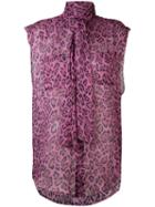 Neck Tie Leopard Shirt - Women - Silk - S, Pink/purple, Silk, Faith Connexion
