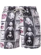 Mc2 Saint Barth - Marilyn Monroe Printed Swim Shorts - Men - Polyester - Xxl, Black, Polyester