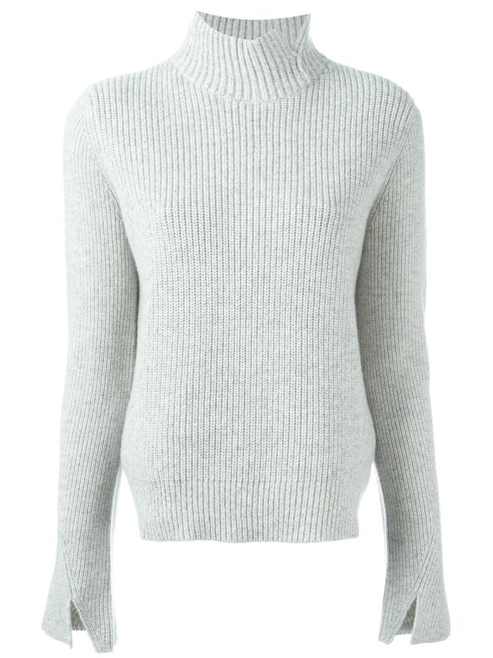 Proenza Schouler Ribbed Roll Neck Jumper, Women's, Size: Small, Grey, Cashmere/wool