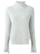 Proenza Schouler Ribbed Roll Neck Jumper, Women's, Size: Small, Grey, Cashmere/wool