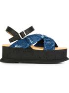 Mm6 Maison Margiela Platform Sandals, Women's, Size: 38, Black, Cotton/rubber/leather