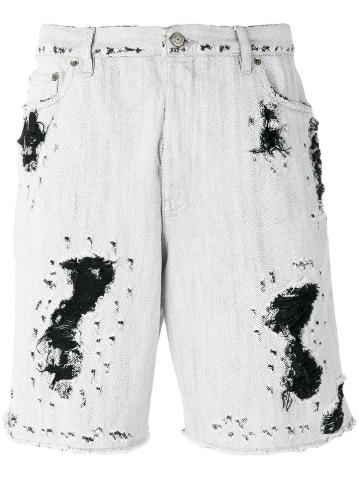 Golden Goose Deluxe Brand Distressed Denim Shorts, Men's, Size: 32, Grey, Cotton