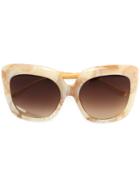 Linda Farrow Marble Effect Oversized Sunglasses - Nude & Neutrals