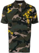 Valentino Camouflage And Star Print Polo Shirt - Green