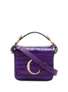 Chloé Mini C Crocodile-effect Shoulder Bag - Purple